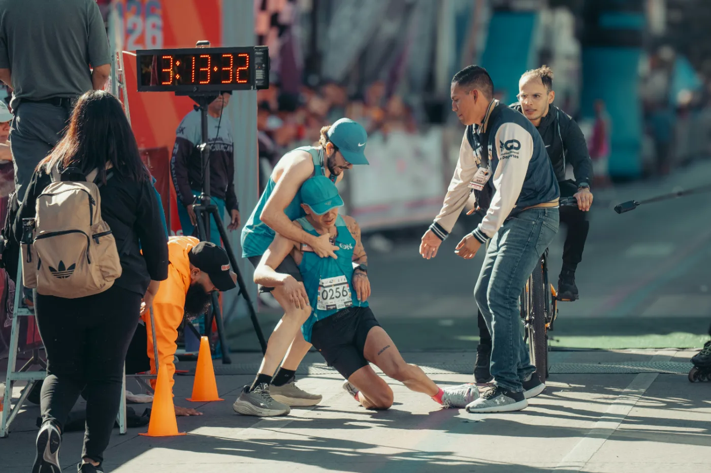 Athlete supported under pressure