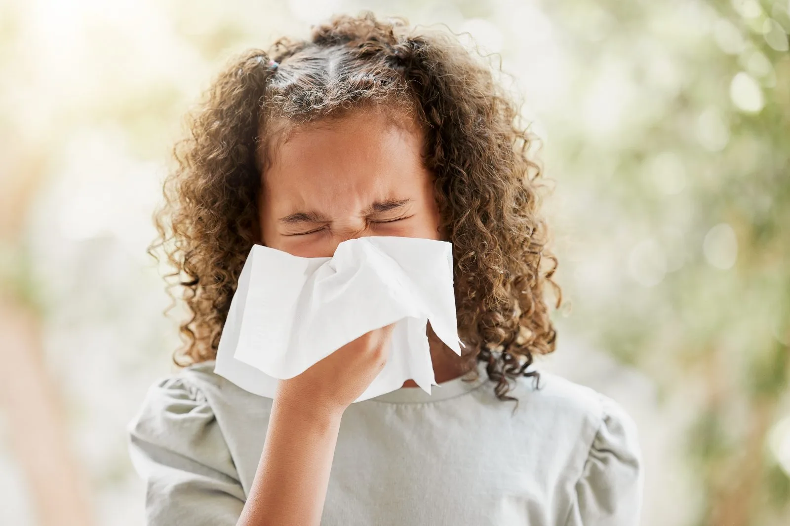 Child managing seasonal allergies