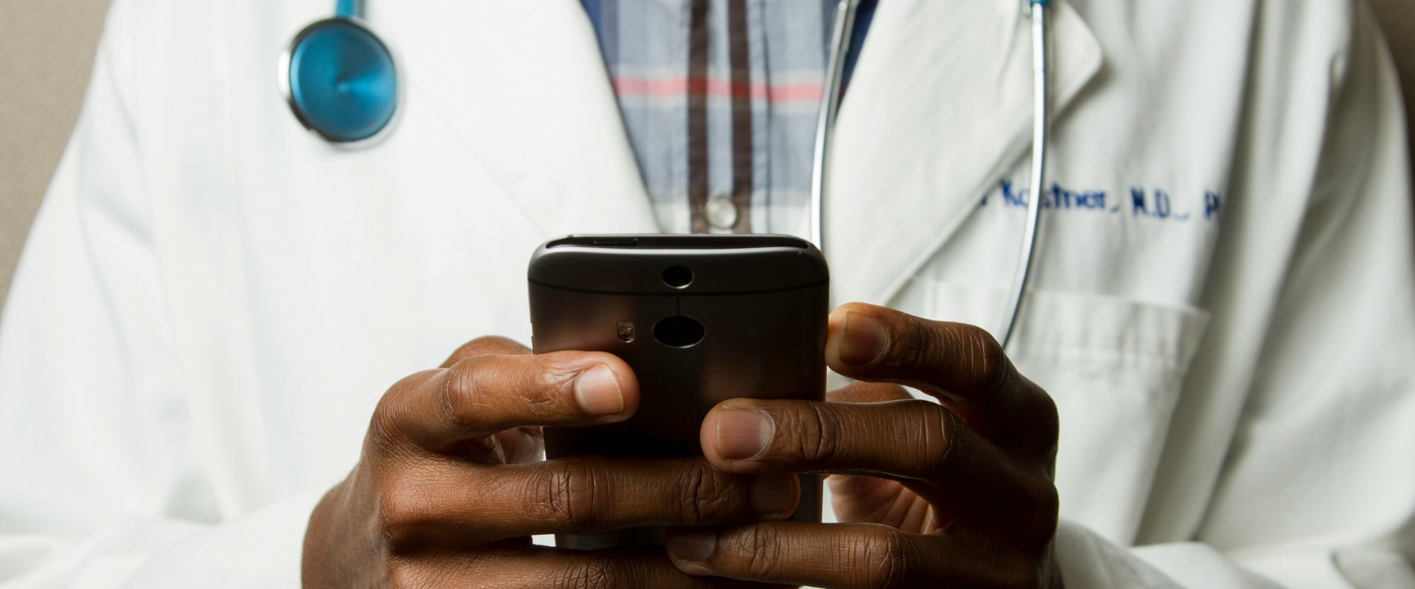 Doctor using a phone