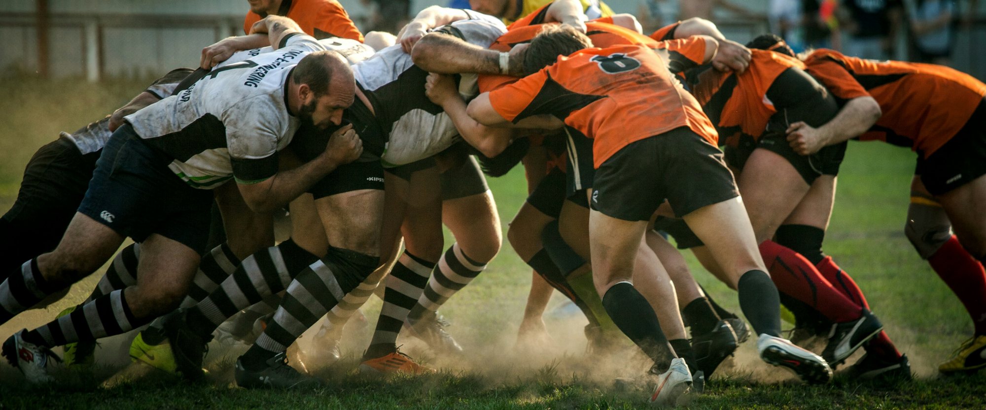 Rugby players in a scrum