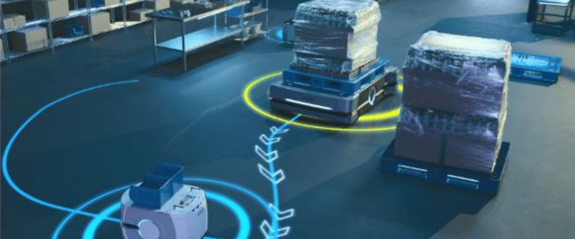 Robots navigating a warehouse with LiDAR